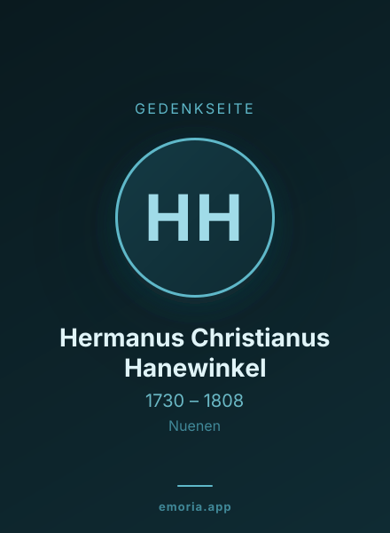 Gedenkportrait von Hermanus Christianus Hanewinkel