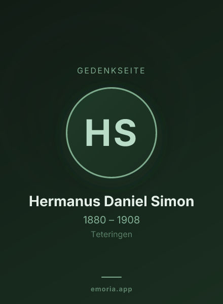 Gedenkportrait von Hermanus Daniel Simon