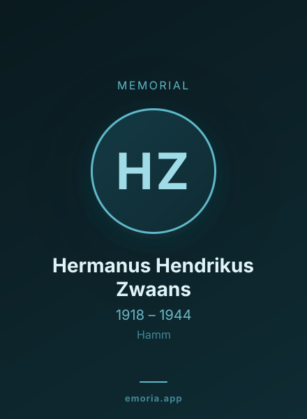 Memorial portrait of Hermanus Hendrikus Zwaans