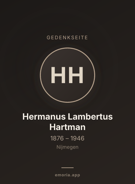 Gedenkportrait von Hermanus Lambertus Hartman