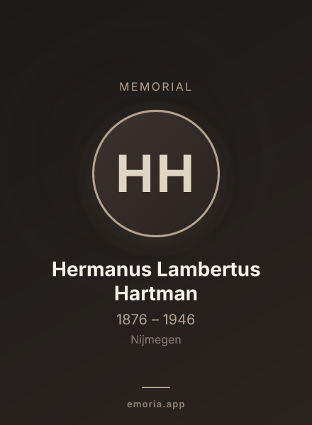 Memorial portrait of Hermanus Lambertus Hartman