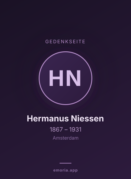 Gedenkportrait von Hermanus Niessen