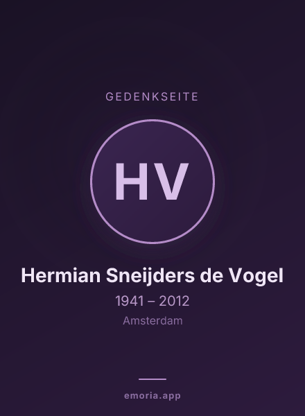 Gedenkportrait von Hermian Sneijders de Vogel