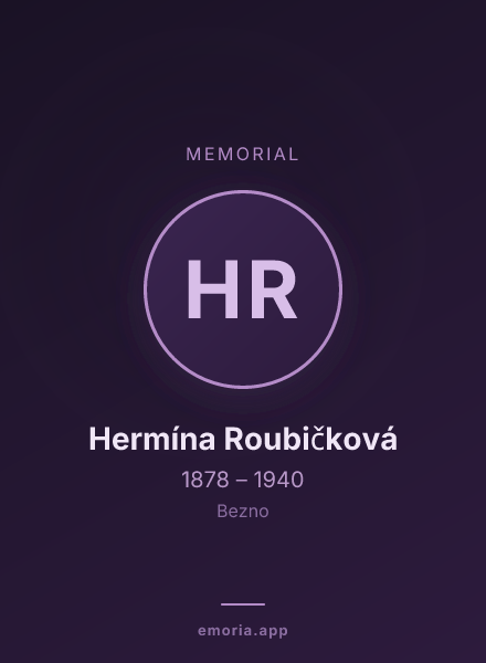 Memorial portrait of Hermína Roubičková