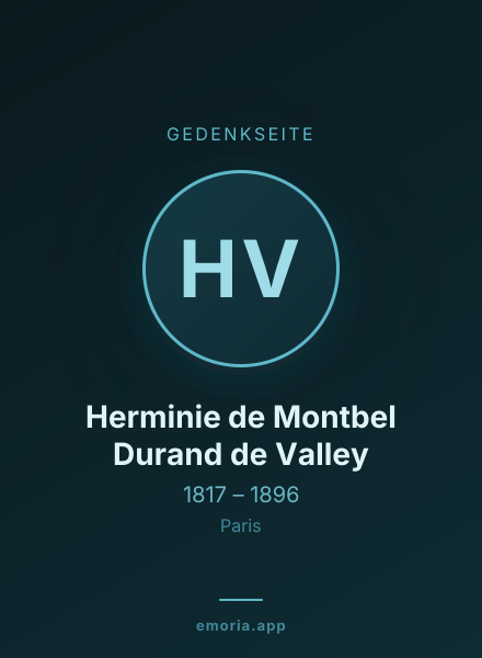 Gedenkportrait von Herminie de Montbel Durand de Valley