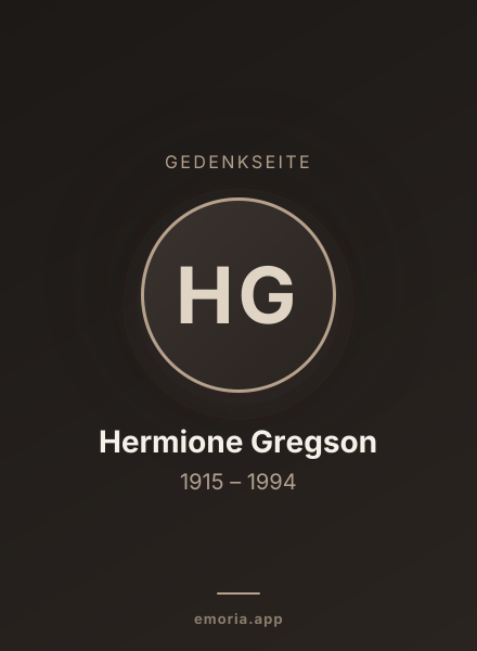 Gedenkportrait von Hermione Gregson