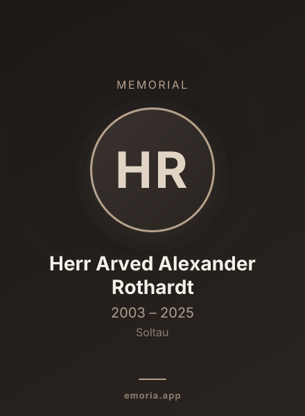 Memorial portrait of Herr Arved Alexander Rothardt