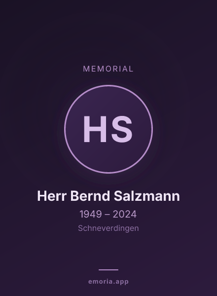 Memorial portrait of Herr Bernd Salzmann