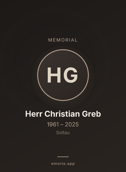 Memorial portrait of Herr Christian Greb