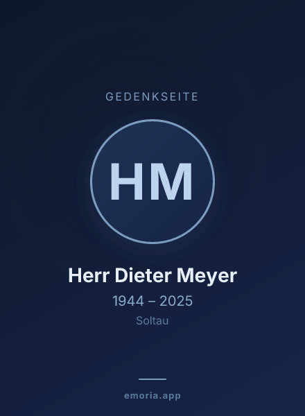 Gedenkportrait von Herr Dieter Meyer