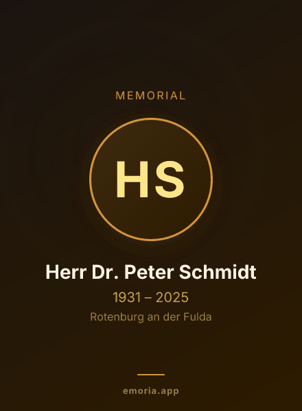 Memorial portrait of Herr Dr. Peter Schmidt
