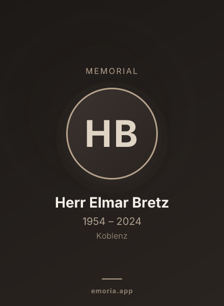 Memorial portrait of Herr Elmar Bretz