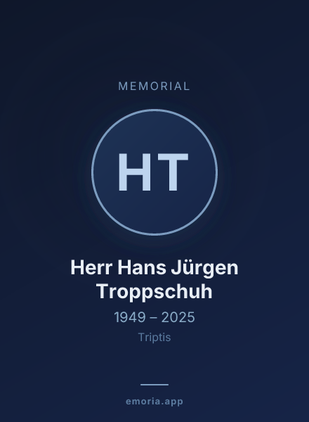 Memorial portrait of Herr Hans Jürgen Troppschuh