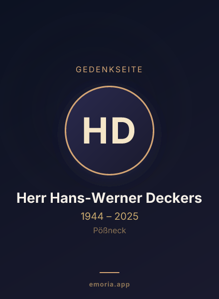 Gedenkportrait von Herr Hans-Werner Deckers