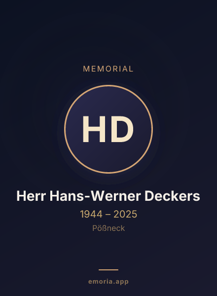 Memorial portrait of Herr Hans-Werner Deckers