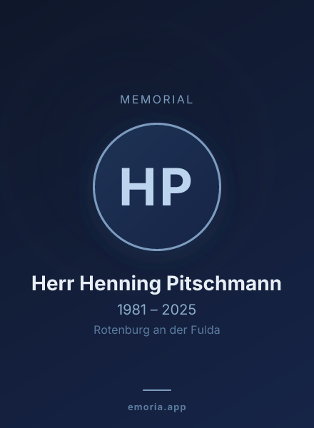Memorial portrait of Herr Henning Pitschmann