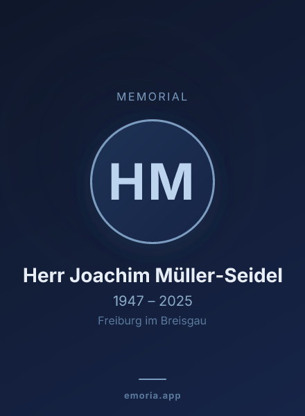 Memorial portrait of Herr Joachim Müller-Seidel