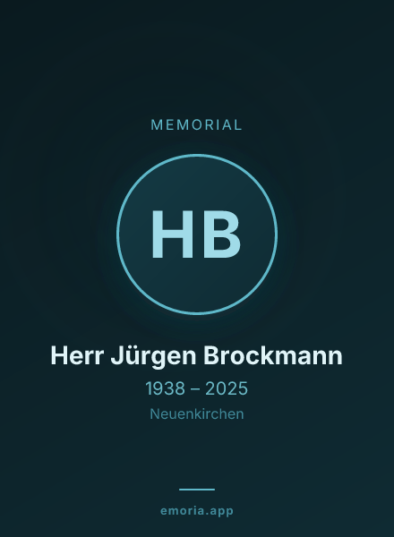 Memorial portrait of Herr Jürgen Brockmann