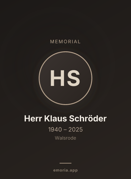 Memorial portrait of Herr Klaus Schröder