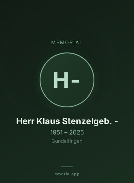 Memorial portrait of Herr Klaus Stenzelgeb. -