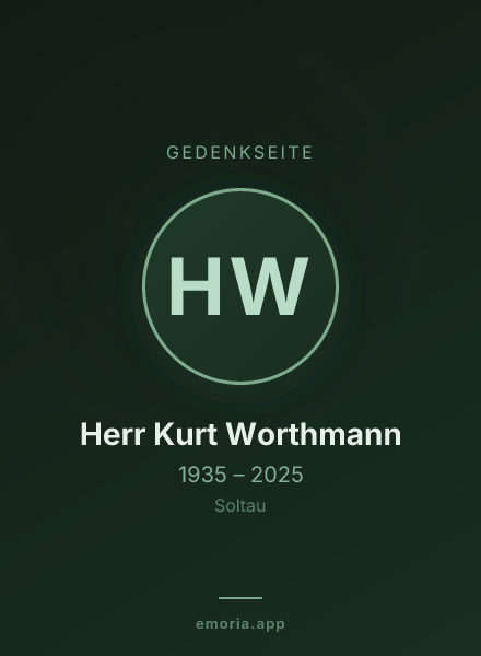 Gedenkportrait von Herr Kurt Worthmann