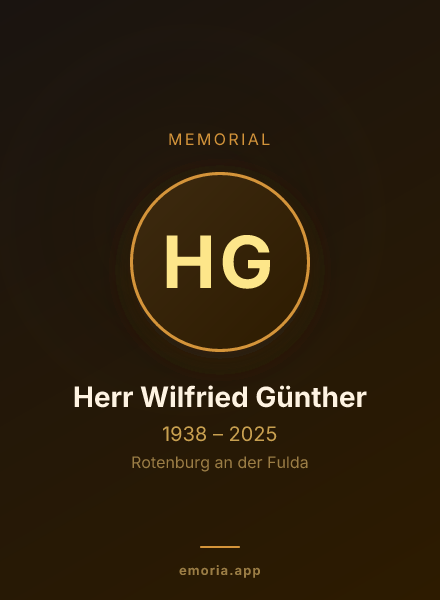 Memorial portrait of Herr Wilfried Günther