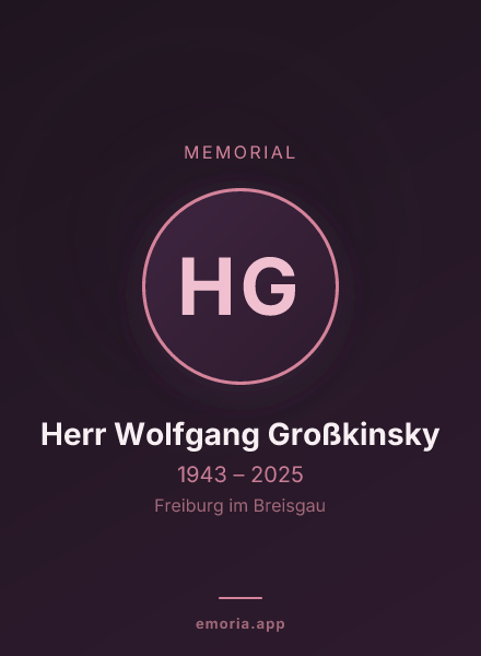 Memorial portrait of Herr Wolfgang Großkinsky