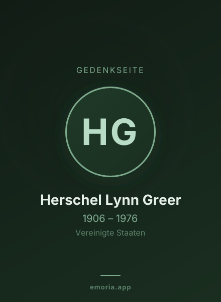 Gedenkportrait von Herschel Lynn Greer