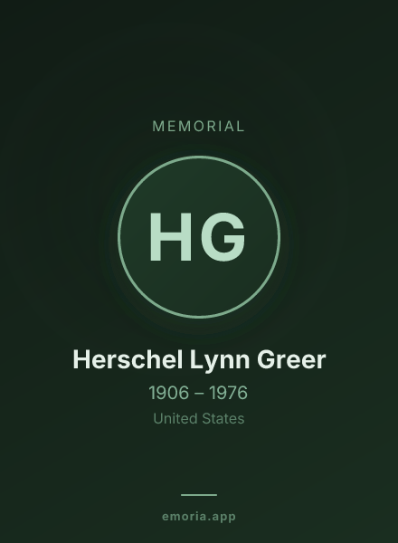 Memorial portrait of Herschel Lynn Greer