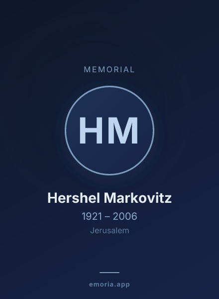 Memorial portrait of Hershel Markovitz