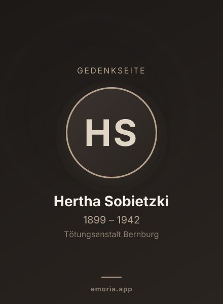 Gedenkportrait von Hertha Sobietzki