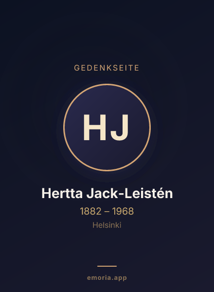 Gedenkportrait von Hertta Jack-Leistén