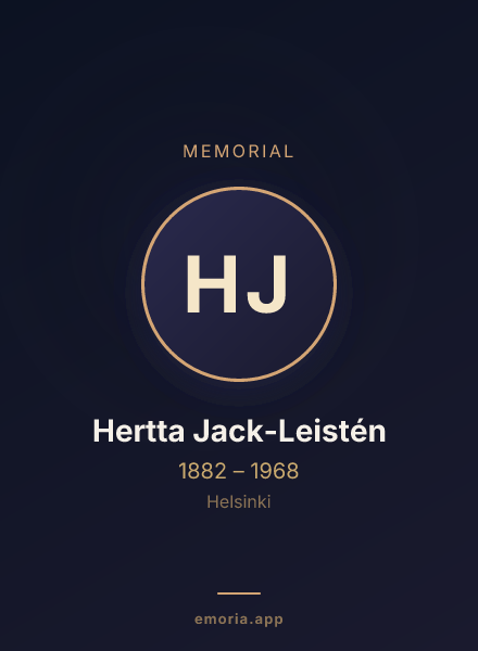 Memorial portrait of Hertta Jack-Leistén