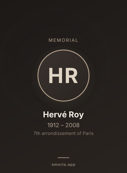 Memorial portrait of Hervé Roy