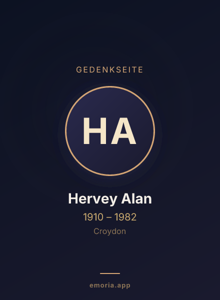 Gedenkportrait von Hervey Alan