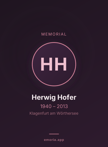 Memorial portrait of Herwig Hofer