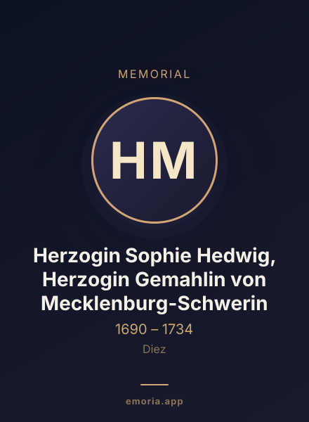 Memorial portrait of Herzogin Sophie Hedwig, Herzogin Gemahlin von Mecklenburg-Schwerin