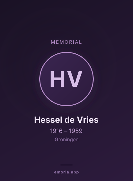 Memorial portrait of Hessel de Vries