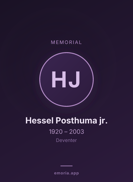 Memorial portrait of Hessel Posthuma jr.