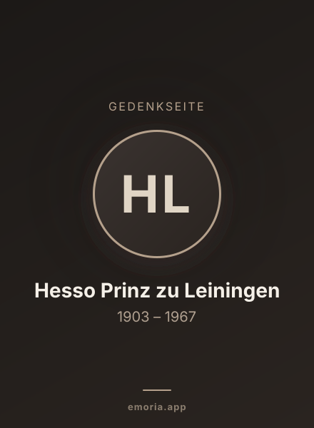 Gedenkportrait von Hesso Prinz zu Leiningen