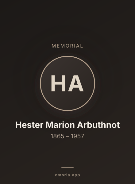 Memorial portrait of Hester Marion Arbuthnot