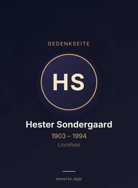 Gedenkportrait von Hester Sondergaard