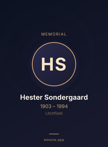 Memorial portrait of Hester Sondergaard