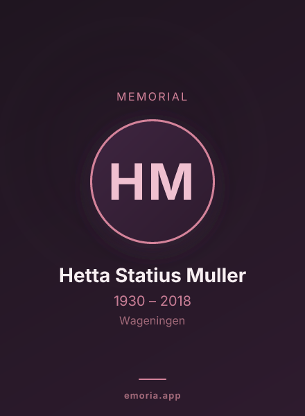 Memorial portrait of Hetta Statius Muller