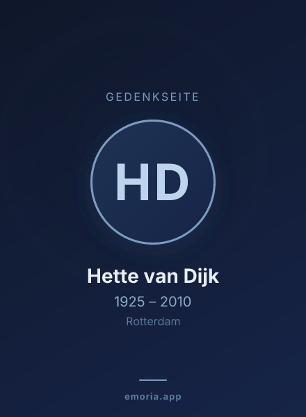 Gedenkportrait von Hette van Dijk