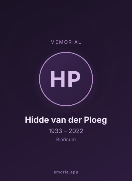 Memorial portrait of Hidde van der Ploeg