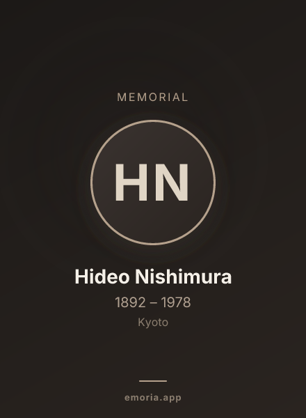 Memorial portrait of Hideo Nishimura