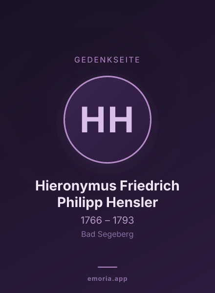 Gedenkportrait von Hieronymus Friedrich Philipp Hensler