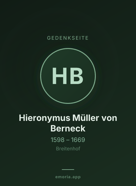 Gedenkportrait von Hieronymus Müller von Berneck