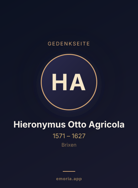Gedenkportrait von Hieronymus Otto Agricola
